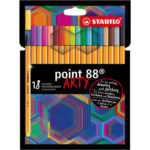 STABILO point 88 ARTY feutre pointe fine (0,4 mm) - Etui de 18 feutres fins - Coloris assortis