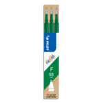 PILOT Set de 3 recharges pour roller FriXion. Pointe fine 0,5 mm. Encre Verte