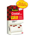SCOTCH Tour de 14 rouleaux de ruban Crystal. Dimension 19 mm x 33 m.