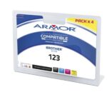 OWA Pack de 4 cartouches compatibles BROTHER couleur LC123 K10344OW