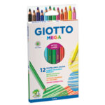 GIOTTO Etui de 12 crayons de couleur hexagonaux Méga assortis diamètre 5 mm