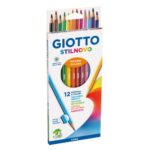 GIOTTO Etui 12 crayons de couleur Stilnovo. Corps hexagonal, diamètre 3,3mm. Coloris assortis