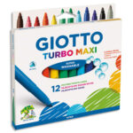 GIOTTO Etui 12 feutres TURBO MAXI. Pointe large. Coloris assortis