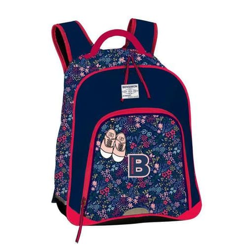 435627_d1.jpg OXFORD Sac Borne BENSIMON Flowers & Glitters 2 cmpts 33x46x18 cm. Décor sérigraphié, coloris fleuri. – Image 1