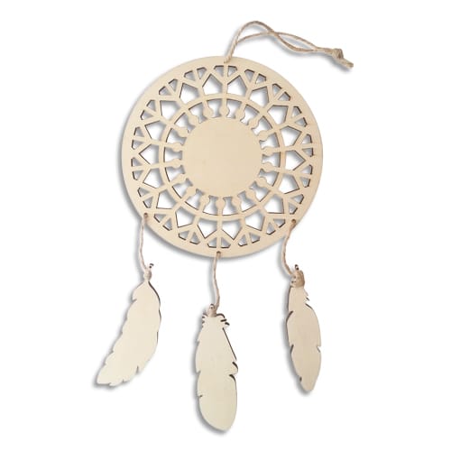 435795_d1-1.jpg GRAINE CREATIVE Suspension attrappe rêve plumes en bois à décorer: peinture, collage, mosaique, gluepatch – Image 1