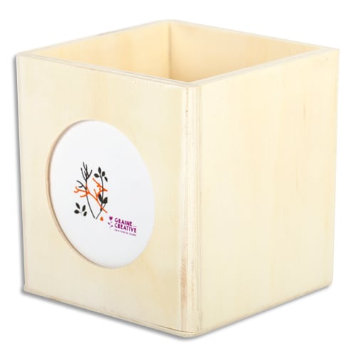 435801_d1-1.jpg GRAINE CREATIVE Pot à crayons avec cadre photo en bois à décorer : peinture, collage, mosaique, gluepatch – Image 1