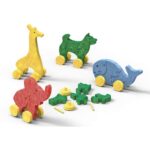 LUDUS Sachet de 4 Animaux puzzles 3D à assembler sur roues léger, recyclable, à partir de 3 ans