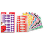 APLI Pochette de 18 planches de Gommettes rondes, tailles et couleurs assorties
