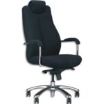 Fauteuil Enduro en tissu Noir, à mécanisme basculant, piètement chromés, accoudoirs fixes fournis
