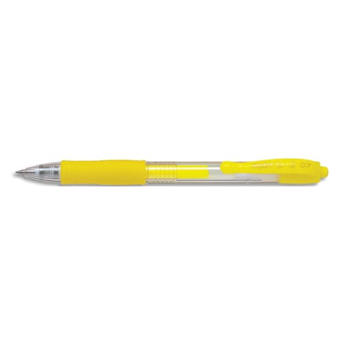 436320_d1.jpg PILOT Stylo roller encre gel G-2. Pointe moyenne 07 RT. Couleur Jaune néon – Image 1