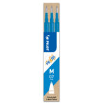 PILOT Set de 3 recharges pour roller FriXion Ball. Pointe moyenne 0,7 mm. Encre Bleue ciel