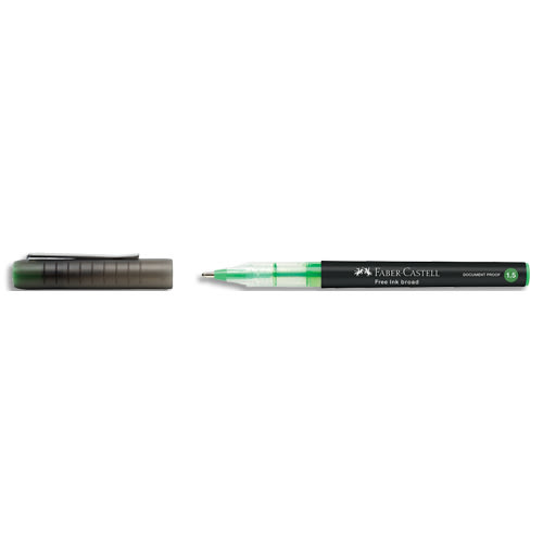 436445_d1.jpg FABER CASTELL Roller à encre liquide Free Ink broad. Coloris vert clair. Pointe large 1,5mm – Image 1