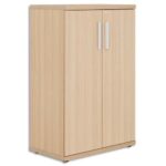 GAUTIER OFFICE Rangement mi-haut Brabant Chêne Blanc, 2 portes, 2 étagères - Dim : L80 x H123 x P45 cm