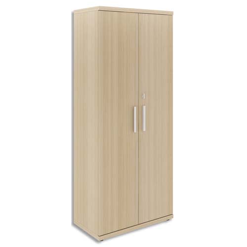 436602_d1-1.jpg GAUTIER OFFICE Rangement haut Brabant Chêne Blanc, 2 portes, 3 étagères, tablette L80 x H194 x P45 cm – Image 1