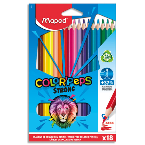 436782_d1-1.jpg MAPED 18 crayons de couleur COLOR'PEPS ''STRONG'' GREEN mine résistante en pochette carton – Image 1