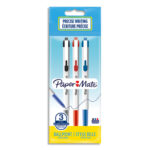 PAPERMATE Sachet de 3 stylos bille rétractable 046 pointe moyenne 0,7 mm. Encre Assorties.