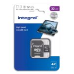 INTEGRAL Carte Micro SDHC+adaptateur 32Go V30 U3 A1 Class 10 UHS-I 100MB/s