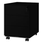 MT INTERNATIONAL Caisson mobile 3 tiroirs MT1 Elégance noir - Dimensions : L42 x H54 x P50 cm