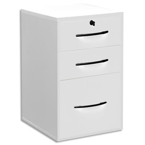 441494_d1-1.jpg MT INTERNATIONAL Classeur bois en PPSM 3 tiroirs dont 1 pour DS Blanc MT1 Elégance L42 x H69 x P44 cm – Image 1