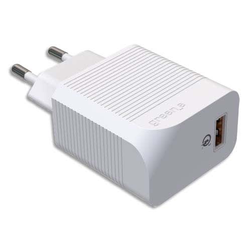 441928_d1-1.jpg GREEN-E Prise secteur USB-A Qualcomm 3.0/charge rapide Blanche 3A, 18W GR6016 – Image 1
