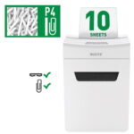 LEITZ Destructeur de documents IQ Protect 10X P-4, coupe croisée, 10 feuilles, 18 litres, 80920000 – Image 2