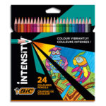 BIC Intensity Crayon de Couleur Triangulaire Mine Douce Corps Coloré Sans Bois - Couleurs assorties x24