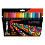 BIC Intensity Feutre de Coloriage Pointe fine et Corps Noir Mat - Couleurs assorties, Pochette de 24