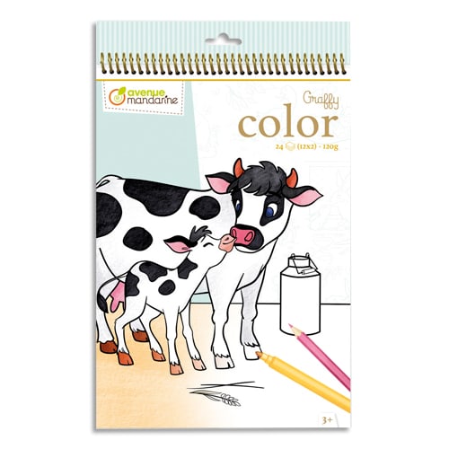 442424_d1-1.jpg AVENUE MANDARINE Book 24 feuilles format 21 x 34cm à colorier Graffy Color, Maman/bébé La ferme – Image 1