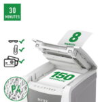 LEITZ Destructeur de documents IQ Auto+ Office P-4,coupe croisée,4x28mm,150 feuilles,44 litres,80130000 – Image 2