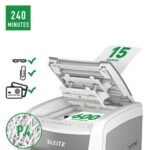 LEITZ Destructeur de documents IQ Auto+ Office Pro 600 P-4,coupe croisée,4x28mm,600 feuill,110 l,80170000 – Image 2