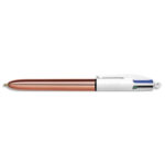 BIC Stylo bille 4 couleurs rétractables Shine. Pointe Moyenne (1,0 mm) - Corps Métallisé Or rose