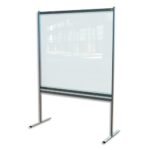 NOBO Cloison de séparation bas ajourée film PVC transparent Premium Plus, sur pied mobile,L148xH206xP61cm