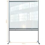 NOBO Cloison de séparation bas ajourée film PVC transparent Premium Plus, sur pied mobile,L148xH206xP61cm – Image 2