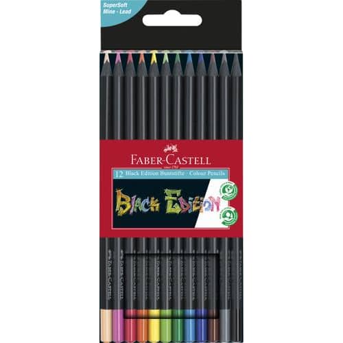 445002_d1-1.jpg FABER CASTELL Pochette de 12 crayons de couleur Black Edition – Image 1