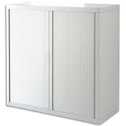 EASYOFFICE Armoire démontable 1 mètre corps Blanc et rideau Blanc - Dim L110 x H104 x P41,5 cm