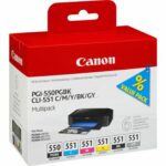 CANON Pack de 6 cartouches jet d'encre noir x2 cyan magenta jaune gris 550/551 6496B005