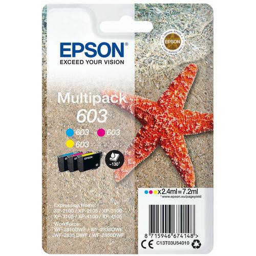 447011_d1-1.jpg EPSON Multipack Cartouches Jet d'Encre 3 couleurs C/M/J ''Etoile de Mer'' 603 (T03U5) - C13T03U54010 – Image 1