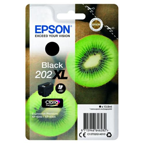 447012_d1-1.jpg EPSON Cartouche Jet d'Encre Claria Premium XL Black ''Kiwi'' 202 (T02G1) - C13T02G14010 – Image 1