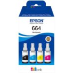 EPSON Pack de 4 bouteilles EcoTank 664 Noir Cyan Magenta Jaune (T6646) C13T664640