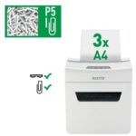 LEITZ Destructeur IQ Protect 3M blanc, 3 feuilles,coupe micro,P5,corbeille coulissante 10L 80930000 – Image 2