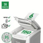 LEITZ Destructeur de documents IQ Auto+ Office 150, P-5, coupe micro, 2x15mm, 150 feuilles, 44L, 80140000 – Image 2