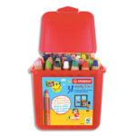STABILO woody 3in1 crayon de couleur - Schoolbox de 38 crayons + 3 taille-crayons - Coloris assortis