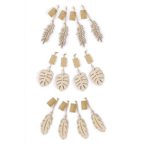 449595_d1-1.jpg GRAINE CREATIVE Lot de 12 formes à décorer, plumes, feuilles, monstera, assorties – Image 1