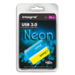 INTEGRAL Pack de 2 clés USB 3.0 32Go Bleu/Jaune INFD32GBNEON3.0BLYL
