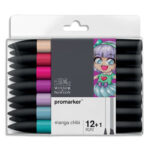 WINSOR & NEWTON Set de 12 PROMARKER + 1 blender. Couleurs Manga.