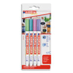 EDDING Pochette 4 marqueurs craie liquide E-4085 pointe ogive 1-2mm base eau. Coloris assortis métallisé