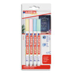 EDDING Pochette 4 marqueurs craie liquide E-4085 pointe ogive 1-2mm base eau. Coloris assortis pastel