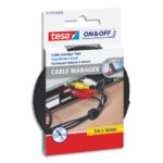 TESA Cable MANAGER Universal bande auto-agrippante 5mx1cm. Attacher/Regrouper/Organiser. Coloris noir