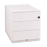 GAUTIER OFFICE Caisson mobile Sunday en métal laqué Blanc 3 tiroirs 1 plumier 4 roulettes L42xH54xP54 cm
