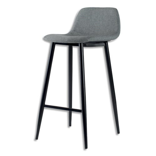 451077_d1-1.jpg PAPERFLOW Lot de 2 tabourets MUST en polyester, pied noir, assise grise L50xP45xH73cm – Image 1